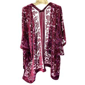 Velvet Burnout Shawl burgundy One Size